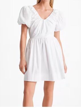Express White Puff Sleeve V-Neck Mini Dress
